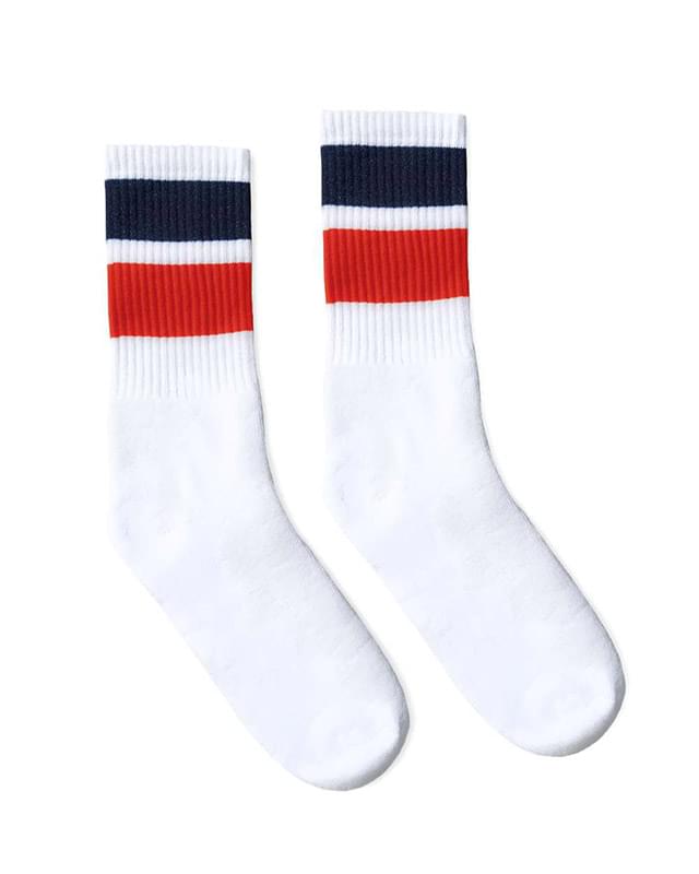 USA-Made Striped Crew Socks