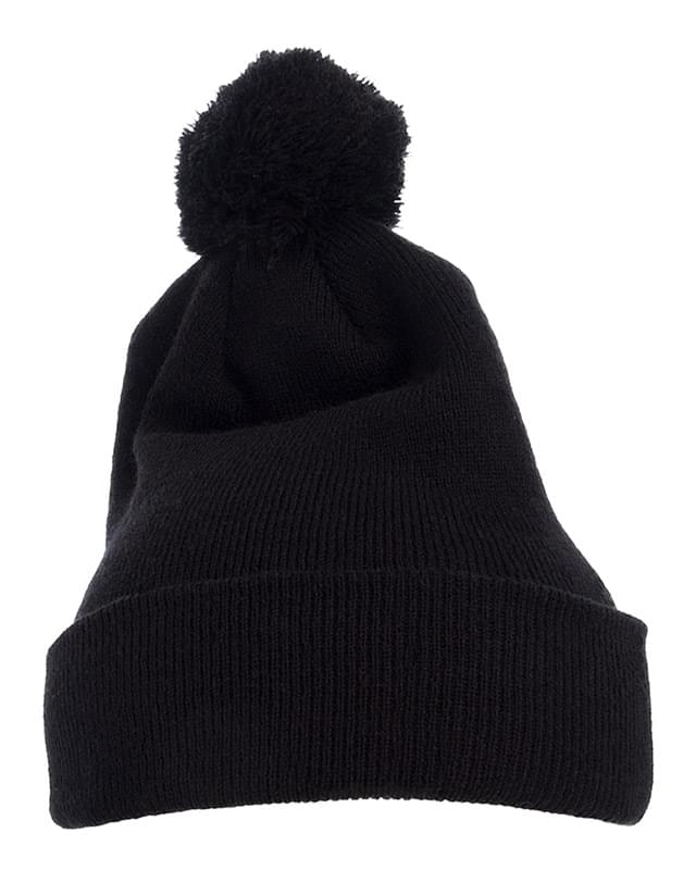 Pom-Pom Cuffed Knit Beanie
