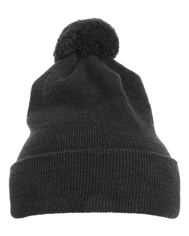 Pom-Pom Cuffed Knit Beanie