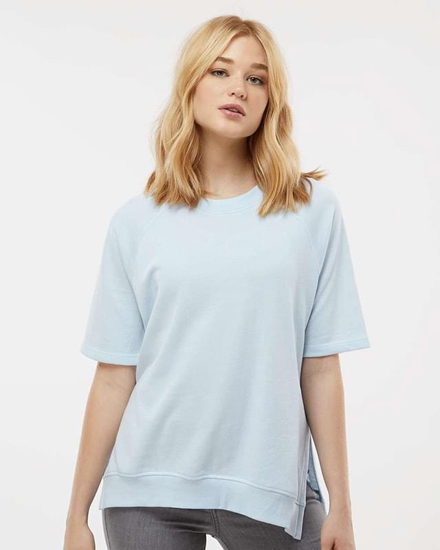 Women's French Terry Short Sleeve Crewneck Pullover