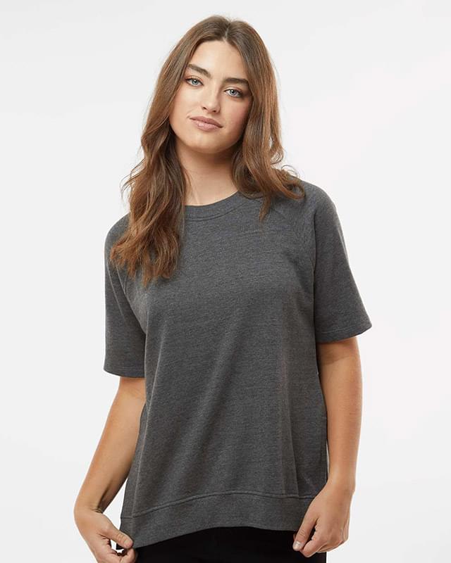 Women's French Terry Short Sleeve Crewneck Pullover