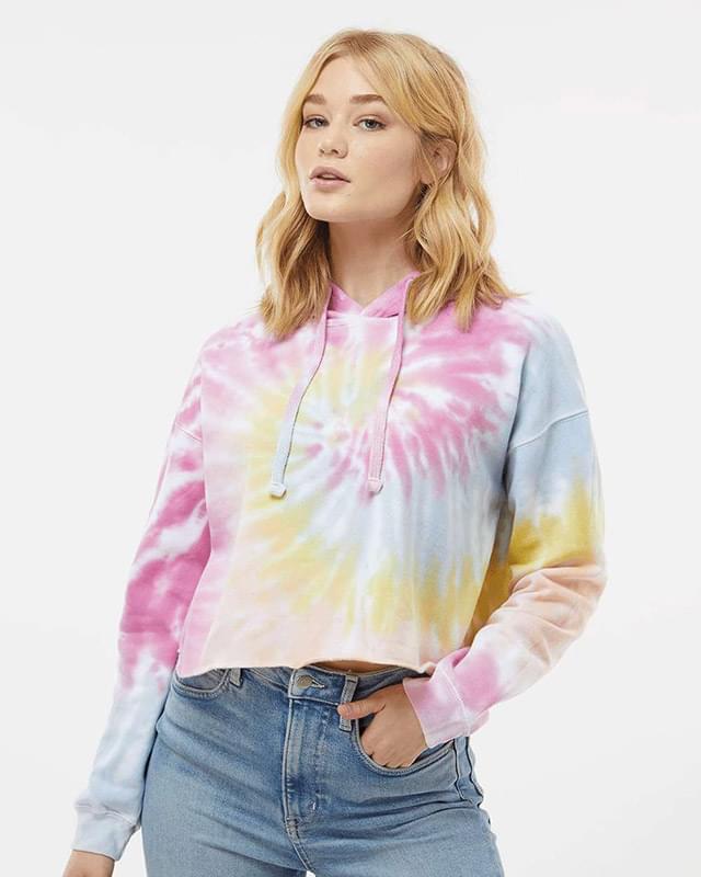 Women's Tie-Dyed Crop Hooded Sweatshirt