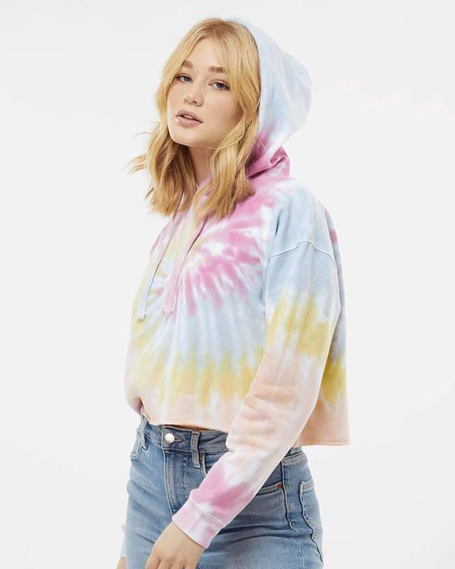 Women's Tie-Dyed Crop Hooded Sweatshirt