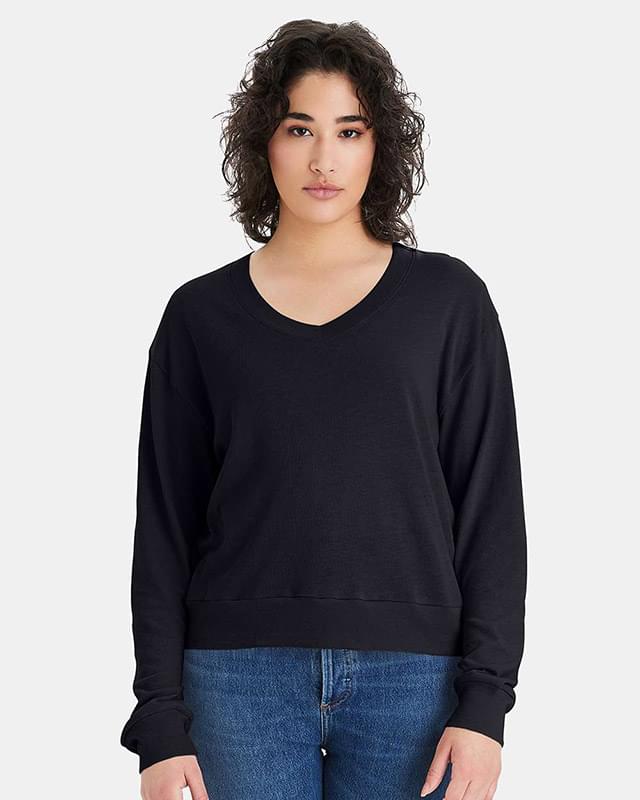 Women's Vintage Jersey Slouchy V-Neck Pullover