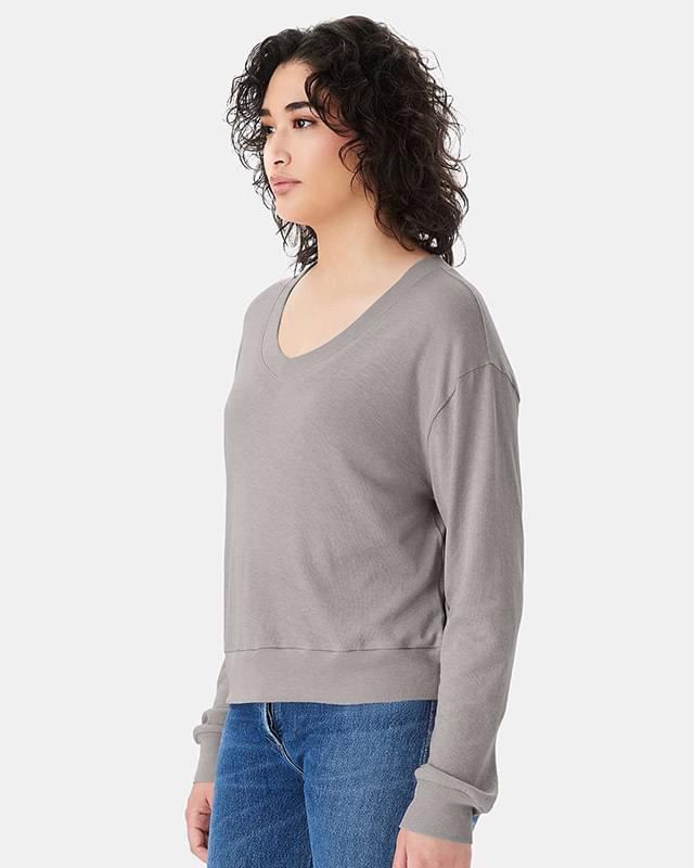 Women's Vintage Jersey Slouchy V-Neck Pullover