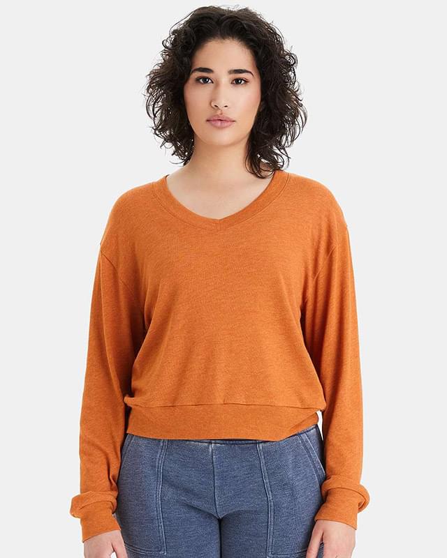 Women's Vintage Jersey Slouchy V-Neck Pullover