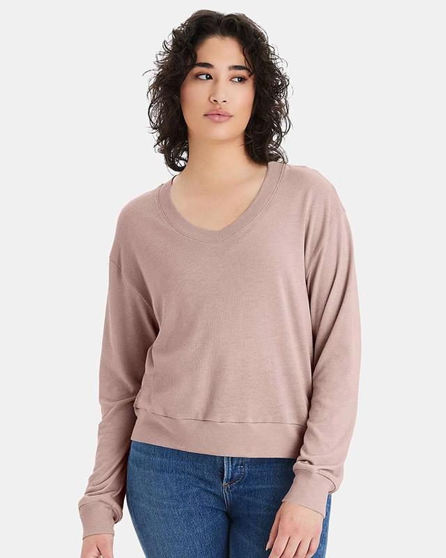 Women's Vintage Jersey Slouchy V-Neck Pullover