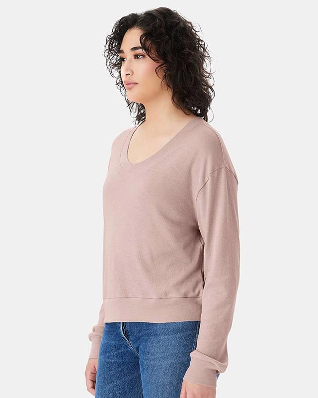 Women's Vintage Jersey Slouchy V-Neck Pullover