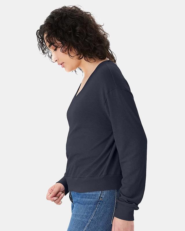 Women's Vintage Jersey Slouchy V-Neck Pullover