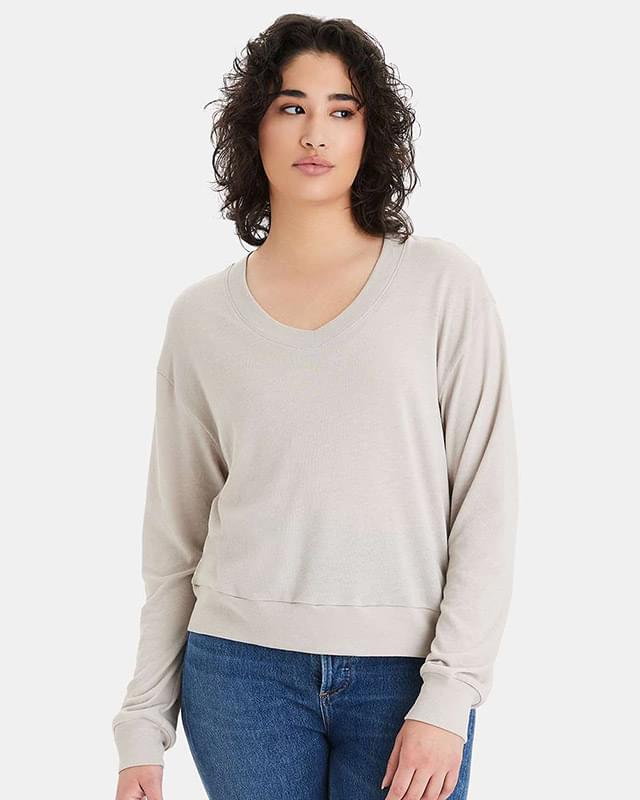 Women's Vintage Jersey Slouchy V-Neck Pullover