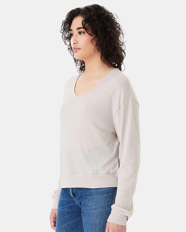 Women's Vintage Jersey Slouchy V-Neck Pullover