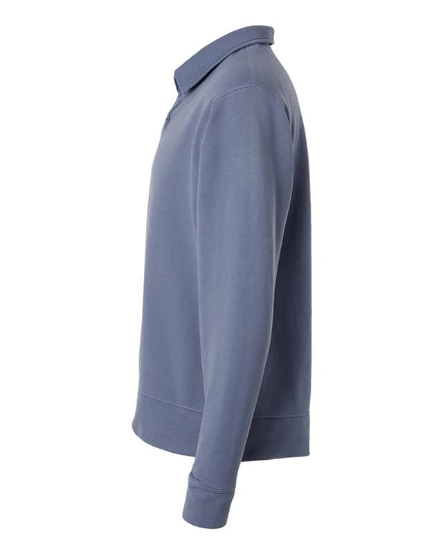 Garment-Dyed Polo Collar Sweatshirt