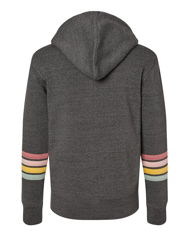 Women's Striped Sleeves Full-Zip Hooded Sweatshirt