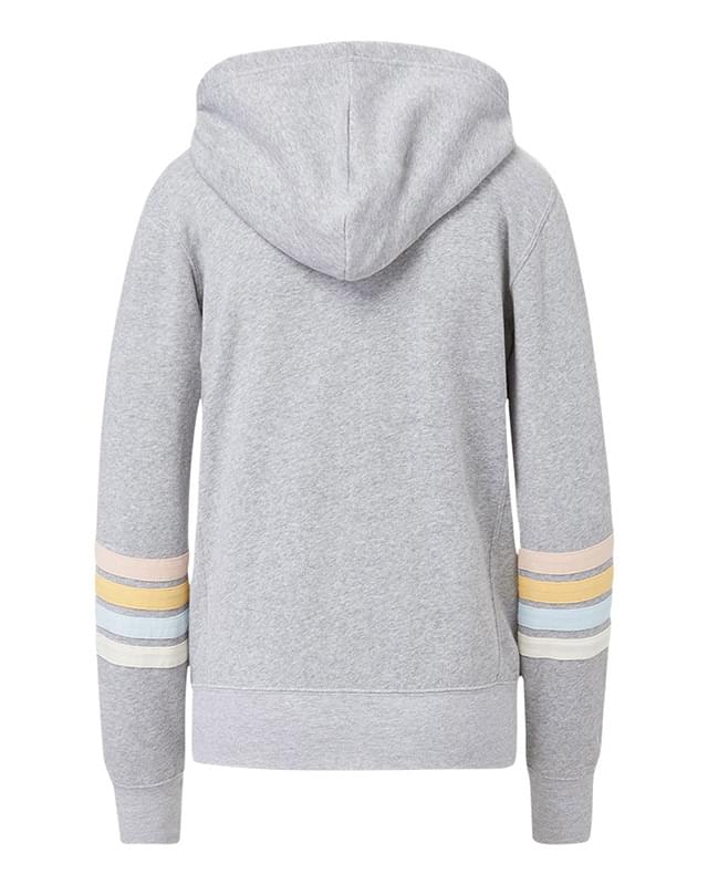 Women's Striped Sleeves Full-Zip Hooded Sweatshirt