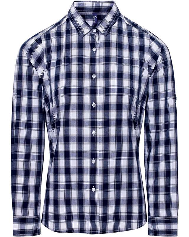 Women's Mulligan Check Long Sleeve Cotton Dress Shirt
