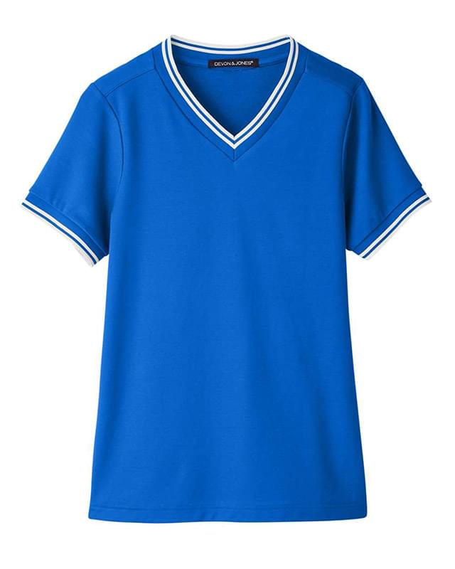 Women's CrownLux Performance® Plaited Tipped V-Neck Shirt