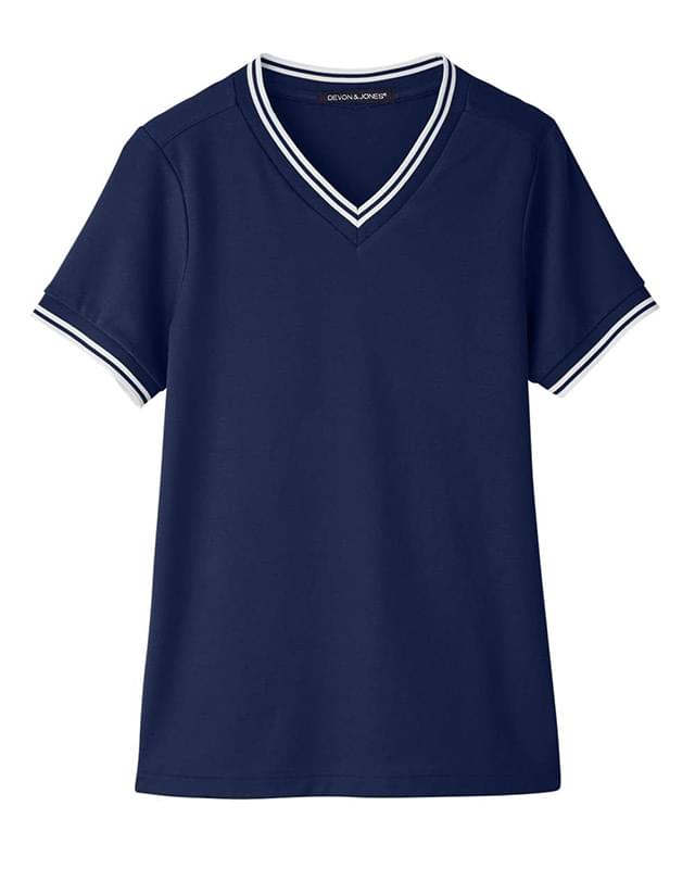 Women's CrownLux Performance® Plaited Tipped V-Neck Shirt