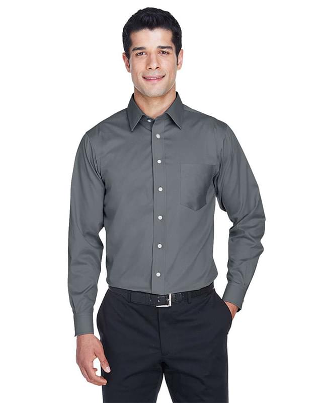 Crown Collection® Tall Solid Stretch Twill Woven Dress Shirt Crown Collection® Tall Solid Stretch Twill Woven Dress Shirt
