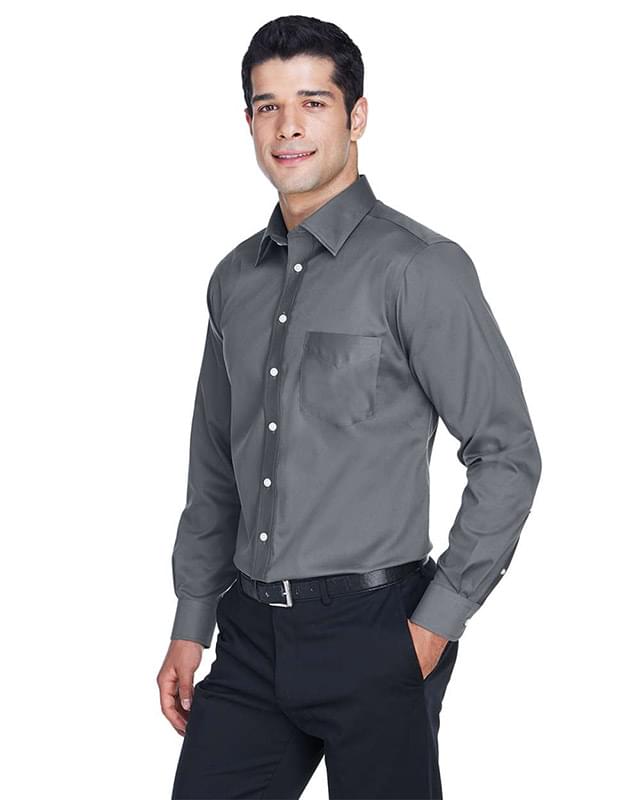 Crown Collection® Tall Solid Stretch Twill Woven Dress Shirt Crown Collection® Tall Solid Stretch Twill Woven Dress Shirt