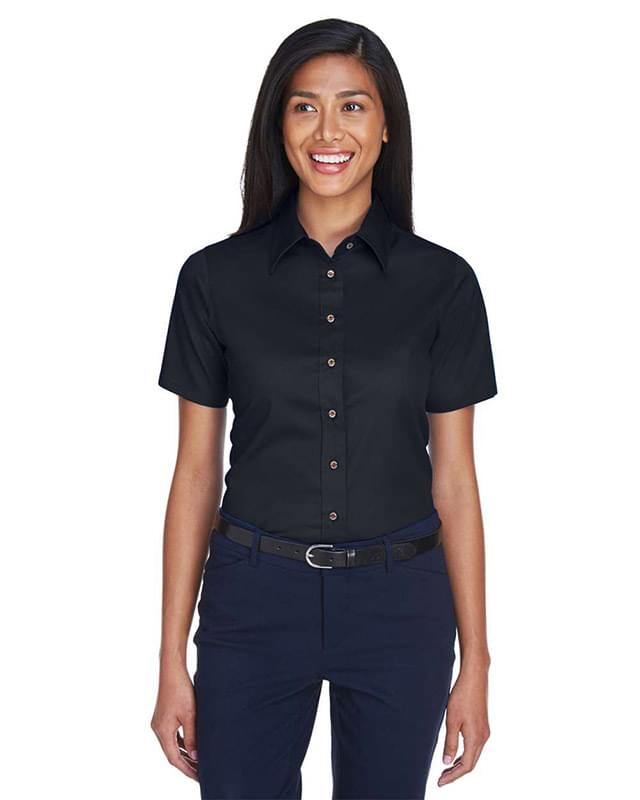 Women's Easy Blend™ Short Sleeve Twill Dress Shirt with Stain-Release Women's Easy Blend™ Short Sleeve Twill Dress Shirt with Stain-Release