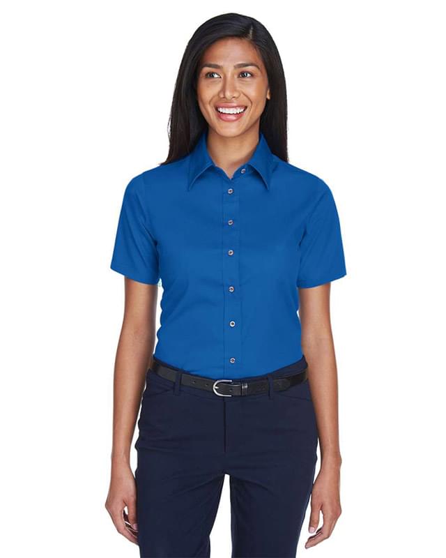 Women's Easy Blend™ Short Sleeve Twill Dress Shirt with Stain-Release Women's Easy Blend™ Short Sleeve Twill Dress Shirt with Stain-Release