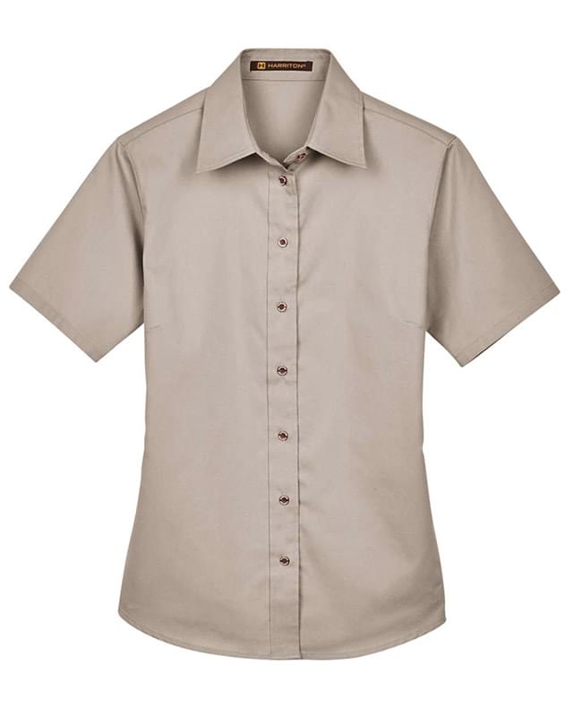 Women's Easy Blend™ Short Sleeve Twill Dress Shirt with Stain-Release