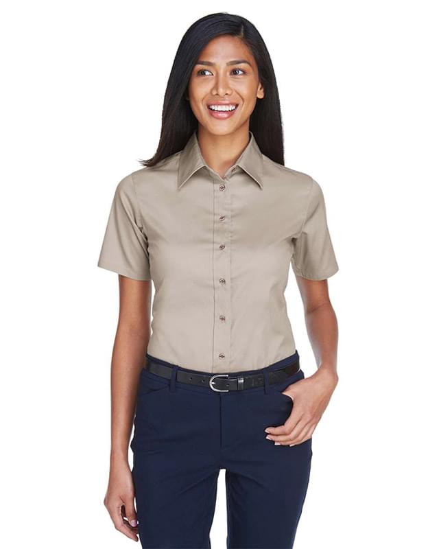 Women's Easy Blend™ Short Sleeve Twill Dress Shirt with Stain-Release Women's Easy Blend™ Short Sleeve Twill Dress Shirt with Stain-Release