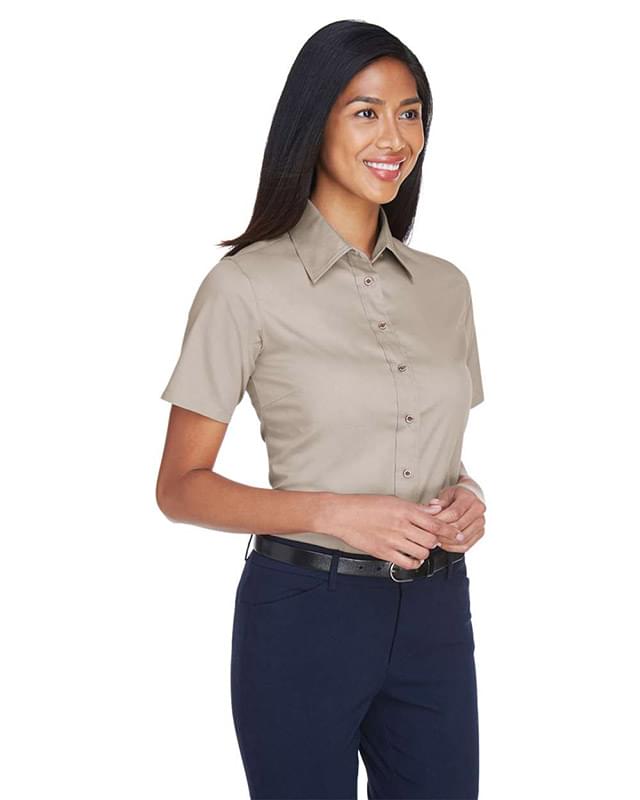 Women's Easy Blend™ Short Sleeve Twill Dress Shirt with Stain-Release Women's Easy Blend™ Short Sleeve Twill Dress Shirt with Stain-Release