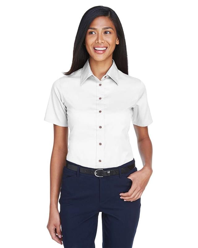 Women's Easy Blend™ Short Sleeve Twill Dress Shirt with Stain-Release Women's Easy Blend™ Short Sleeve Twill Dress Shirt with Stain-Release