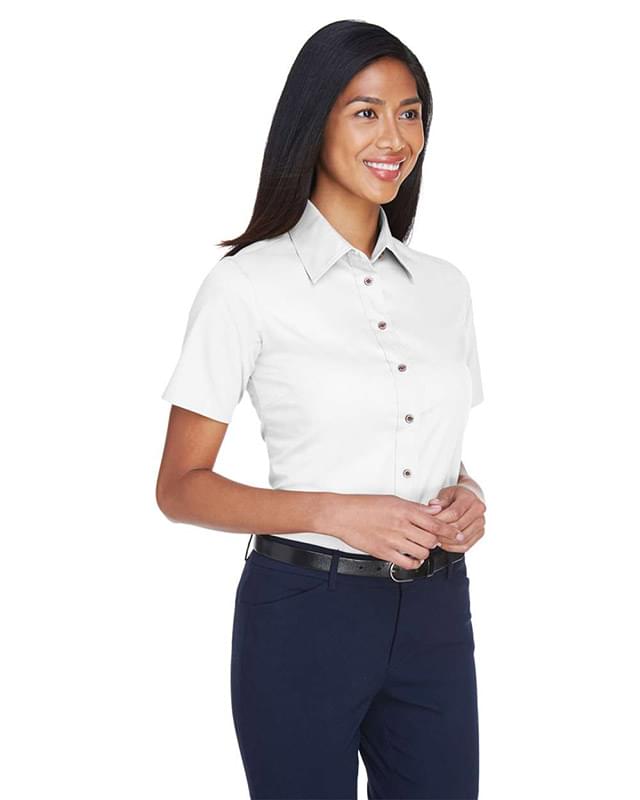 Women's Easy Blend™ Short Sleeve Twill Dress Shirt with Stain-Release Women's Easy Blend™ Short Sleeve Twill Dress Shirt with Stain-Release
