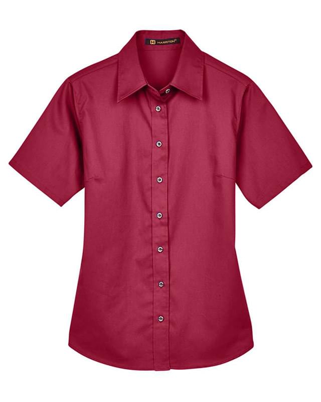 Women's Easy Blend™ Short Sleeve Twill Dress Shirt with Stain-Release