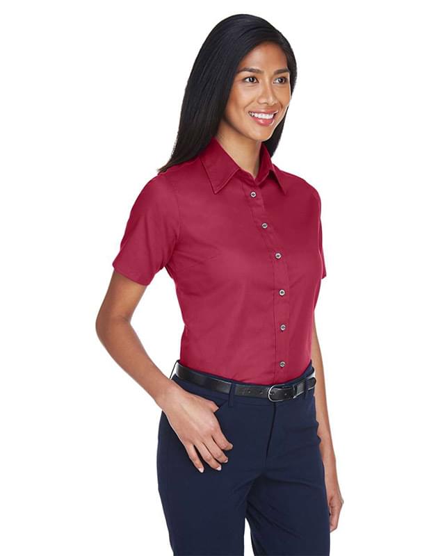 Women's Easy Blend™ Short Sleeve Twill Dress Shirt with Stain-Release