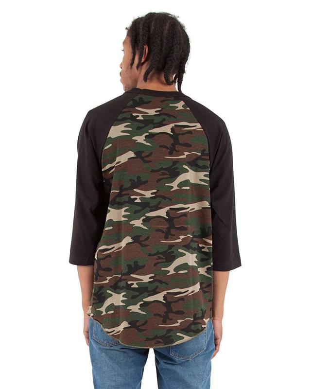 Three-Quarter Sleeve Camo Raglan T-Shirt