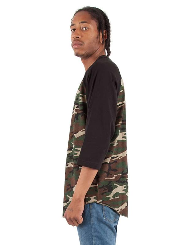 Three-Quarter Sleeve Camo Raglan T-Shirt