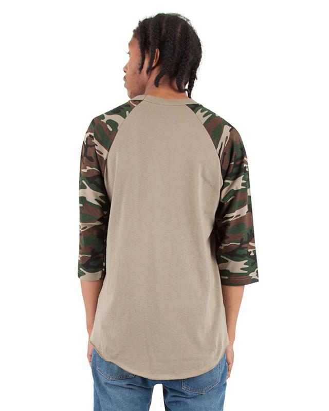 Three-Quarter Sleeve Camo Raglan T-Shirt