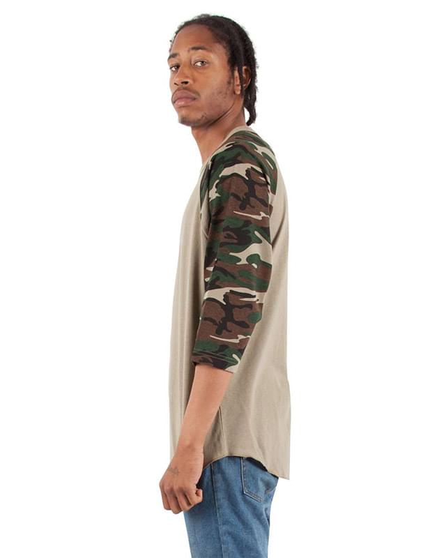 Three-Quarter Sleeve Camo Raglan T-Shirt