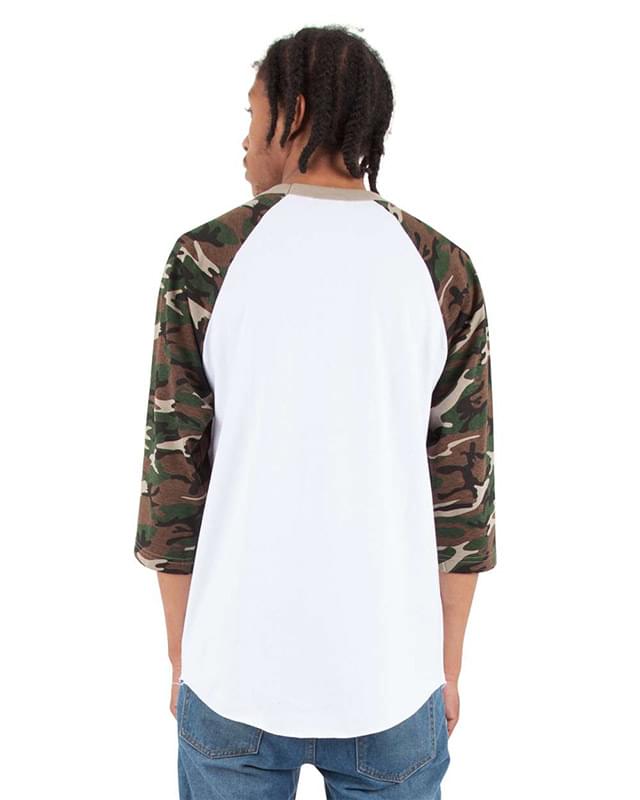Three-Quarter Sleeve Camo Raglan T-Shirt Three-Quarter Sleeve Camo Raglan T-Shirt