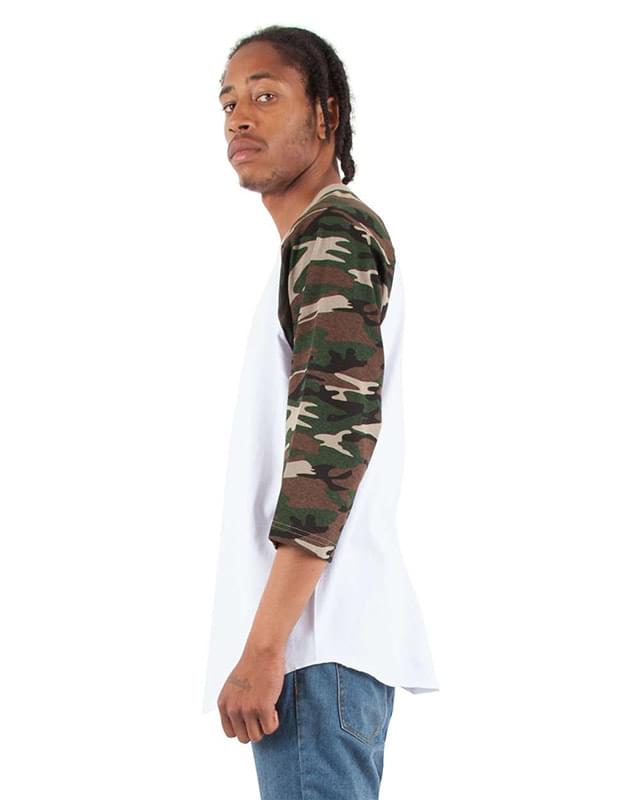 Three-Quarter Sleeve Camo Raglan T-Shirt