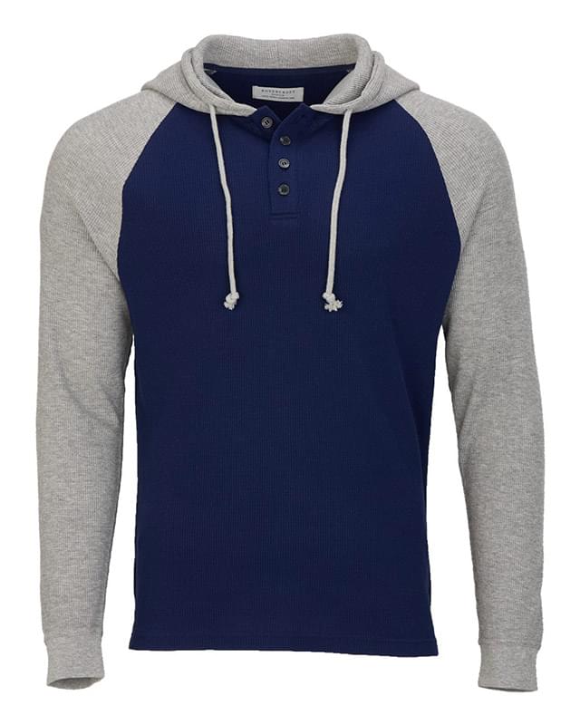 Unisex Waffle Knit Pullover Hooded Long Sleeve T-Shirt