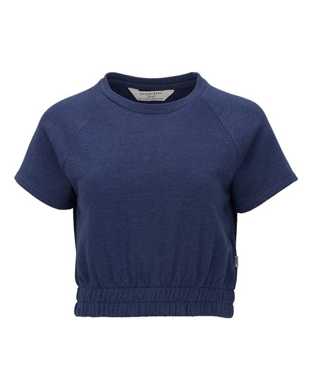 Women's French Terry Short Sleeve Cropped Crewneck Sweatshirt
