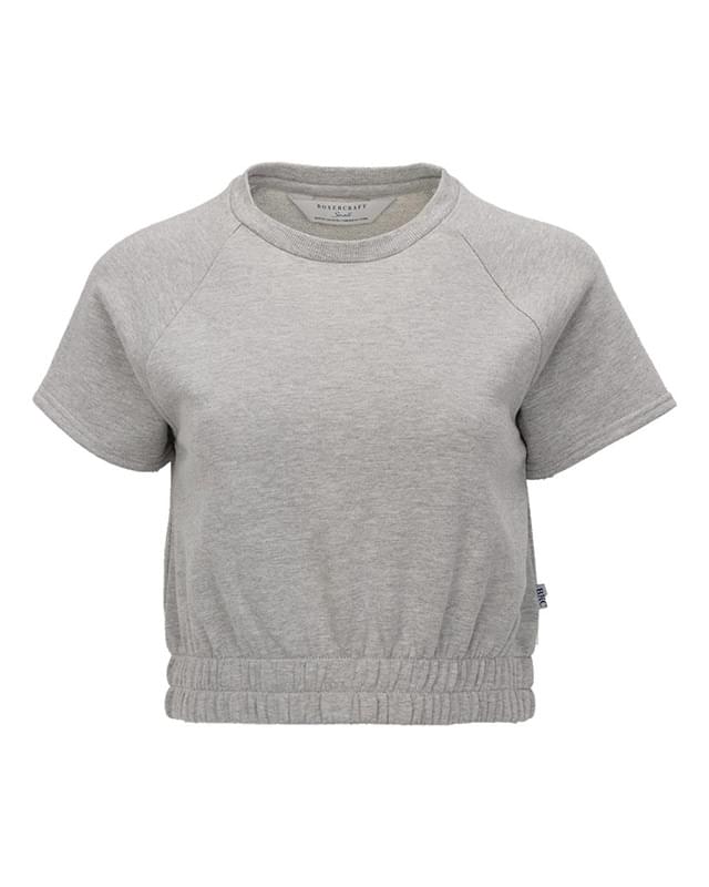 Women's French Terry Short Sleeve Cropped Crewneck Sweatshirt