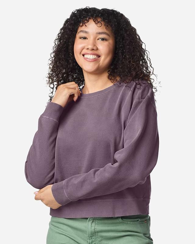 Women's Garment-Dyed Mid-Length Crewneck Sweatshirt