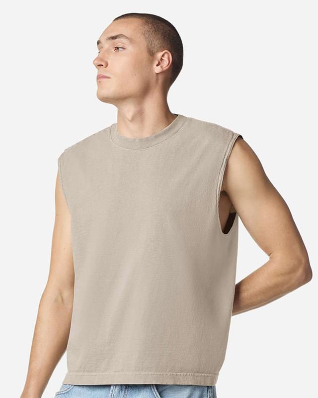 Unisex Heavyweight Cotton Garment-Dyed Mid-Length Muscle Tee