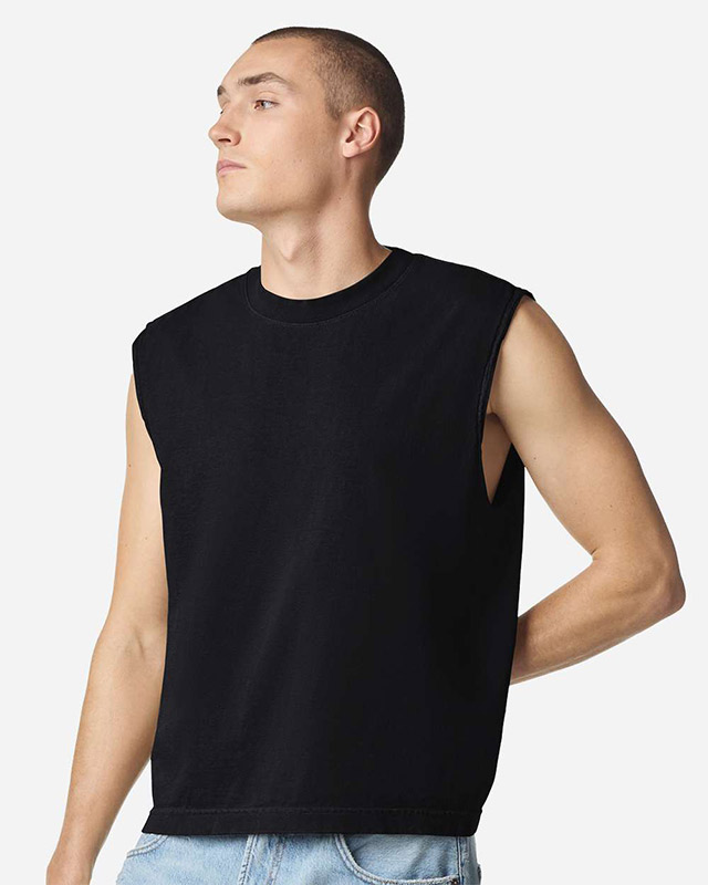 Unisex Heavyweight Cotton Garment-Dyed Mid-Length Muscle Tee