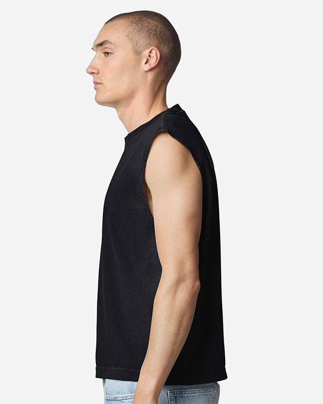 Unisex Heavyweight Cotton Garment-Dyed Mid-Length Muscle Tee