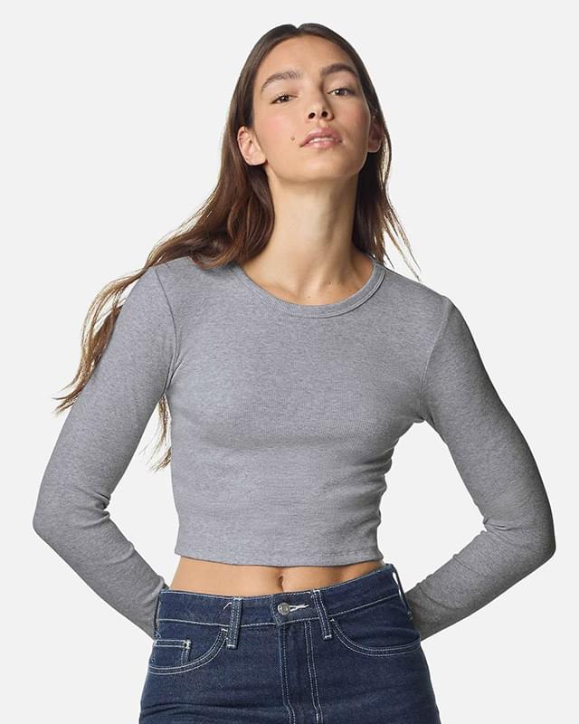 Women's Baby Rib Long Sleeve Cropped Tee