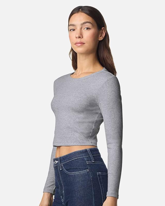 Women's Baby Rib Long Sleeve Cropped Tee