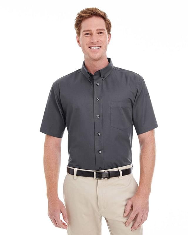 Men's Foundation Short Sleeve Cotton Twill Dress Shirt with Teflon