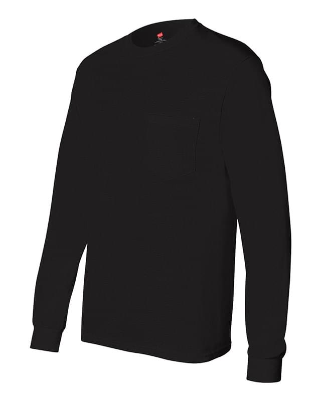 Tagless Long Sleeve T-Shirt with a Pocket