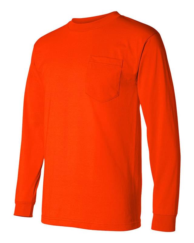 USA-Made 50/50 Long Sleeve T-Shirt with a Pocket